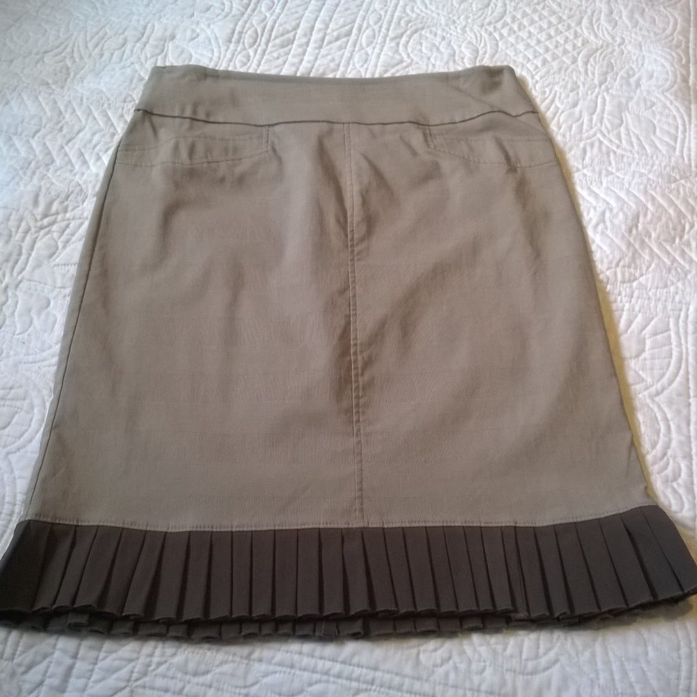Tan/Brown Pencil Skirt with Bouncy Trim